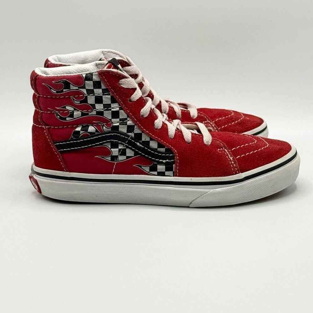 Vans AK8-HI Red Flame Hi Top Lace Up Sneakers - Big Kid US 2.5